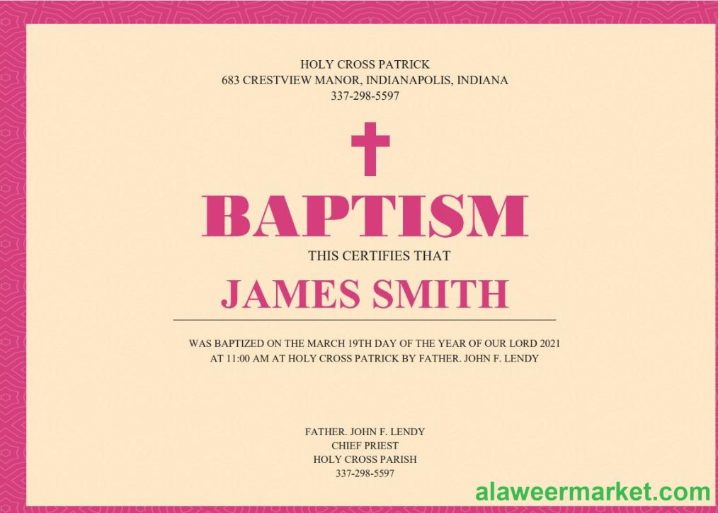 USA baptism certificate